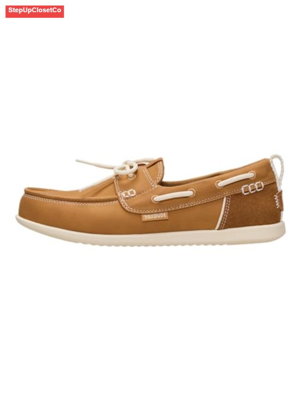 Women's Boat Shoe Slip-On with Stretch Lace, Lightweight Flexible Sole
